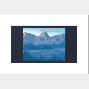 bear country landscape illustration Posters and Art